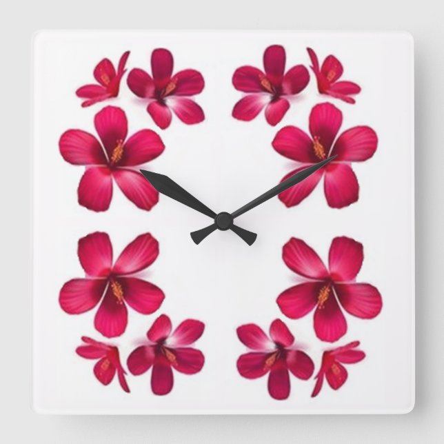 Classic Styles Florals Square Wall Clock (Front)