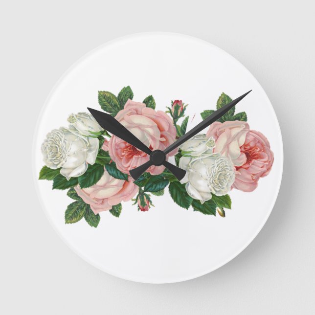 Classic Styles Romantic Roses Round Clock (Front)