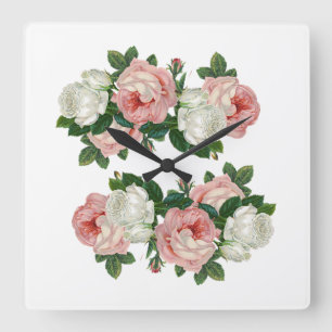 Classic Styles Romantic Roses Square Wall Clock