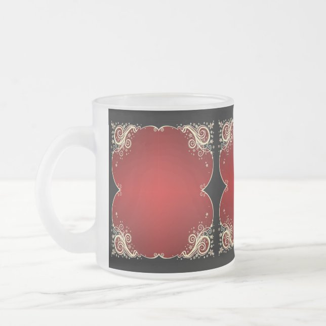 Classic Styles Scrollwork  Frosted Glass Coffee Mug (Left)