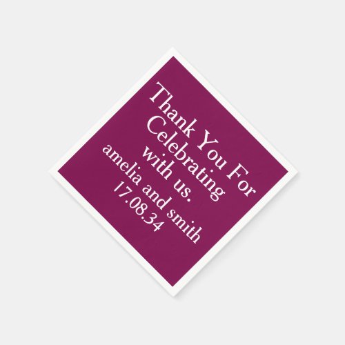 CLASSIC STYLISH ELEGANT CUSTOMIZED NAME WEDDING NAPKINS