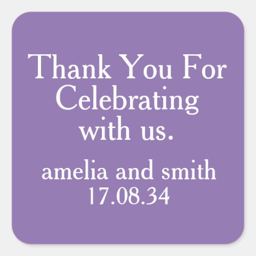 CLASSIC STYLISH ELEGANT CUSTOMIZED NAME WEDDING SQUARE STICKER