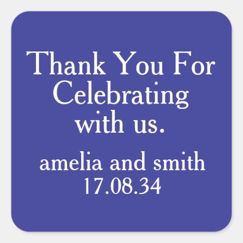 CLASSIC STYLISH ELEGANT CUSTOMIZED NAME WEDDING SQUARE STICKER