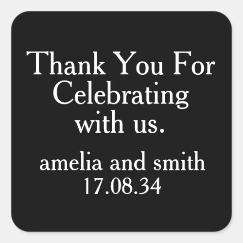 CLASSIC STYLISH ELEGANT CUSTOMIZED NAME WEDDING SQUARE STICKER