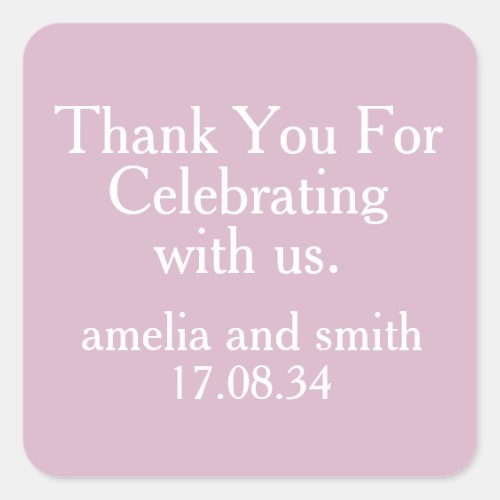 CLASSIC STYLISH ELEGANT CUSTOMIZED NAME WEDDING SQUARE STICKER