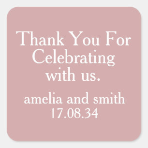 CLASSIC STYLISH ELEGANT CUSTOMIZED NAME WEDDING SQUARE STICKER