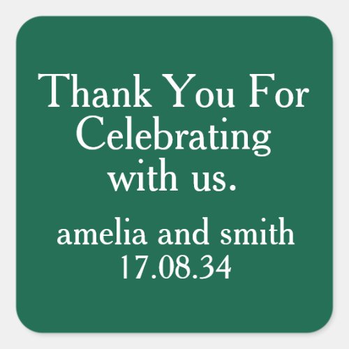 CLASSIC STYLISH ELEGANT CUSTOMIZED NAME WEDDING SQUARE STICKER