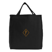 Classic stylish logo P black  Embroidered Tote Bag
