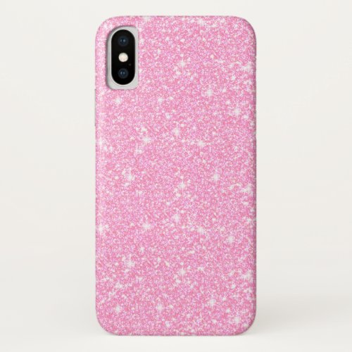 Classic Stylish Pastel Pink Glitter iPhone X Case