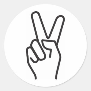 classic stylized victory sign classic round sticker