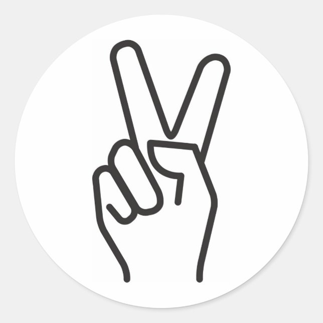 classic stylized victory sign classic round sticker (Front)