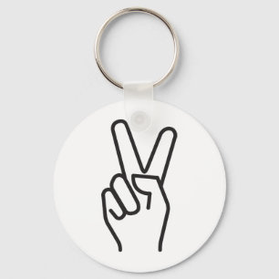 classic stylized victory sign keychain
