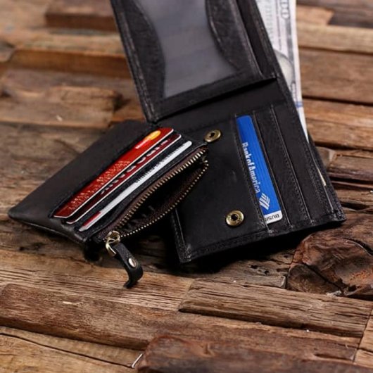 Classic & Suave Genuine Leather Bifold Coin Wallet (Inside)