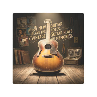 Classic Sunburst Hollow Body Guitar Metal Print