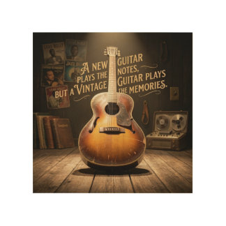 Classic Sunburst Hollow Body Guitar Wood Wall Art