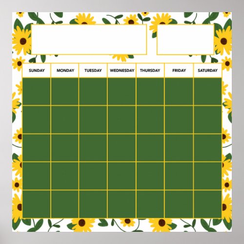 Classic Sunflower Patch Teacher Calendar Poster