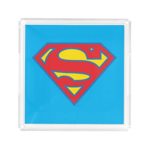 Classic Supergirl Logo with Blue Outline Acrylic Tray