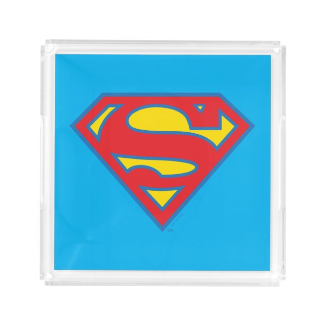 Classic Supergirl Logo with Blue Outline Acrylic Tray (Front)