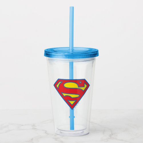 Classic Supergirl Logo with Blue Outline Acrylic Tumbler