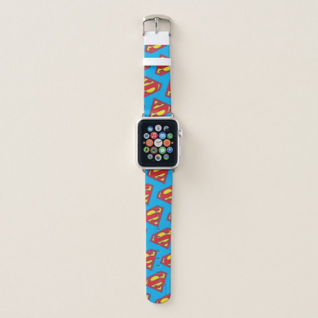 Classic Supergirl Logo with Blue Outline Apple Watch Band (Front)