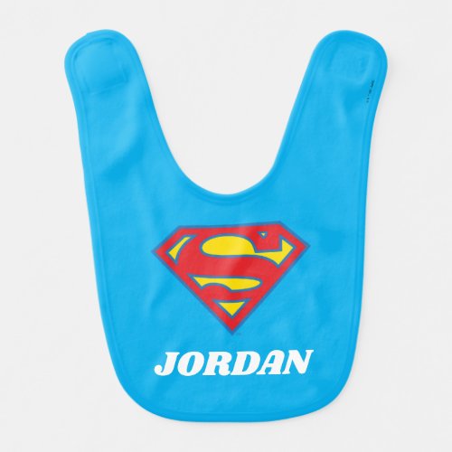 Classic Supergirl Logo with Blue Outline Baby Bib