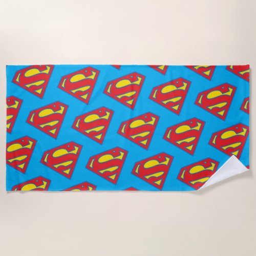 Classic Supergirl Logo with Blue Outline Beach Towel