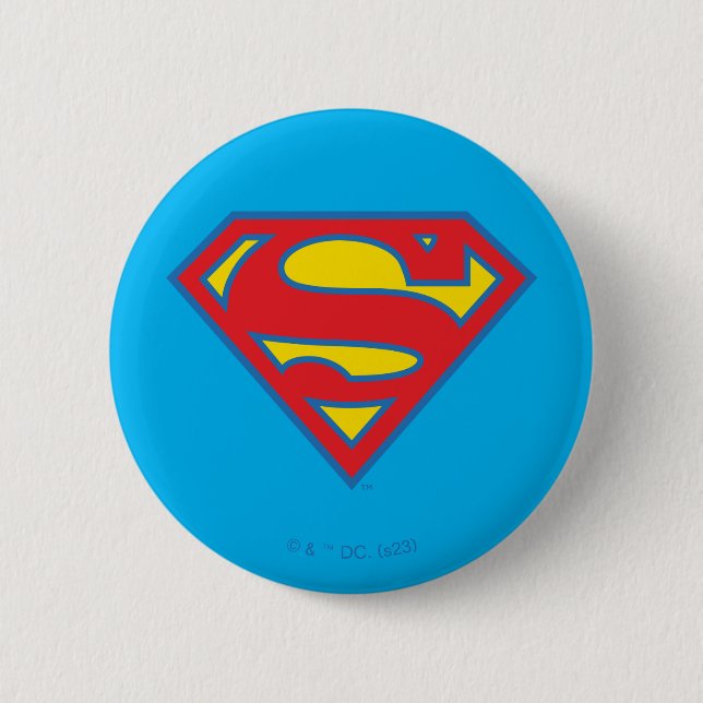 Classic Supergirl Logo with Blue Outline Button (Front)