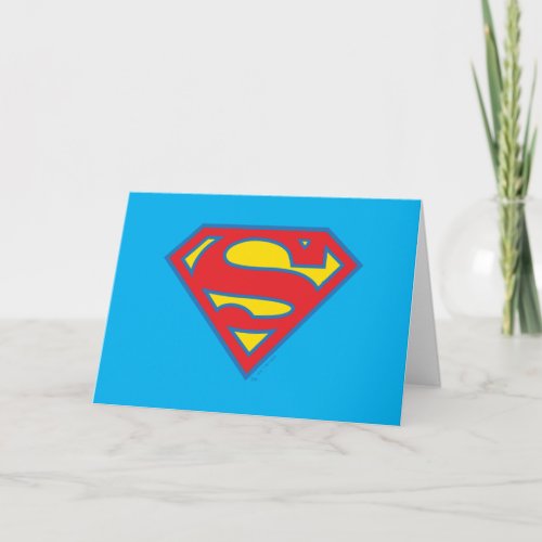 Classic Supergirl Logo with Blue Outline Card