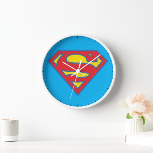 Classic Supergirl Logo with Blue Outline Clock