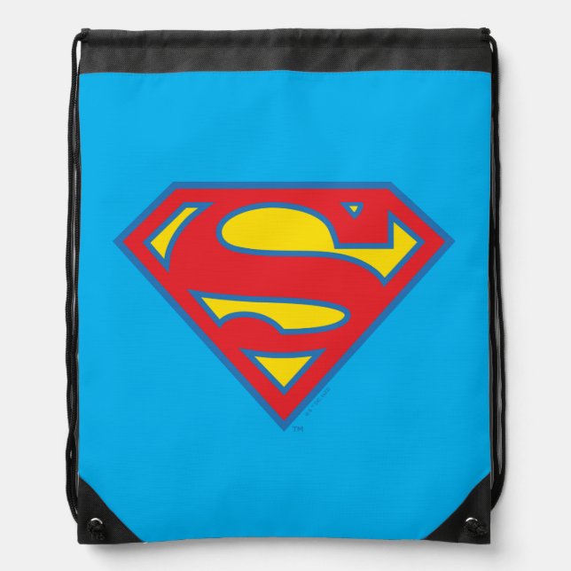 Classic Supergirl Logo with Blue Outline Drawstring Bag (Front)