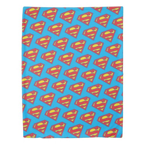 Classic Supergirl Logo with Blue Outline Duvet Cover