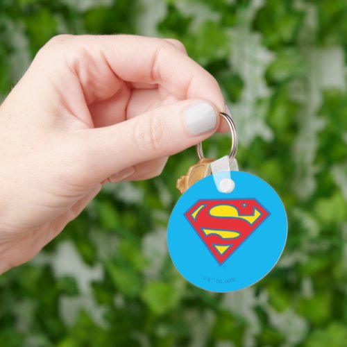 Classic Supergirl Logo with Blue Outline Keychain