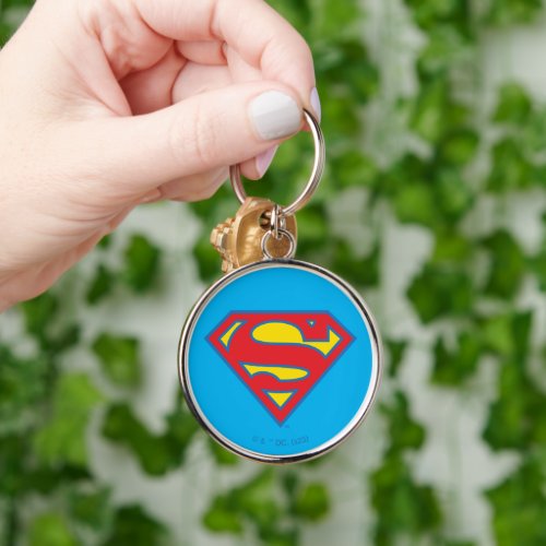 Classic Supergirl Logo with Blue Outline Keychain