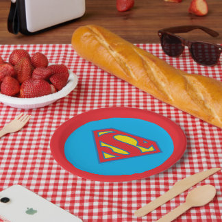 Classic Supergirl Logo with Blue Outline Paper Plates