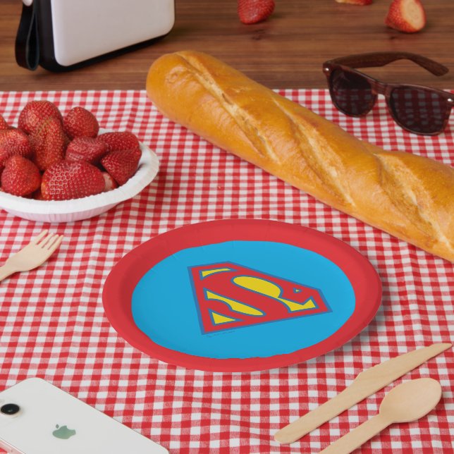 Classic Supergirl Logo with Blue Outline Paper Plates (Picnic)