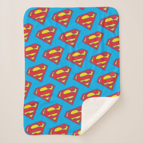 Classic Supergirl Logo with Blue Outline Sherpa Blanket