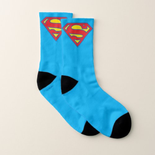 Classic Supergirl Logo with Blue Outline Socks