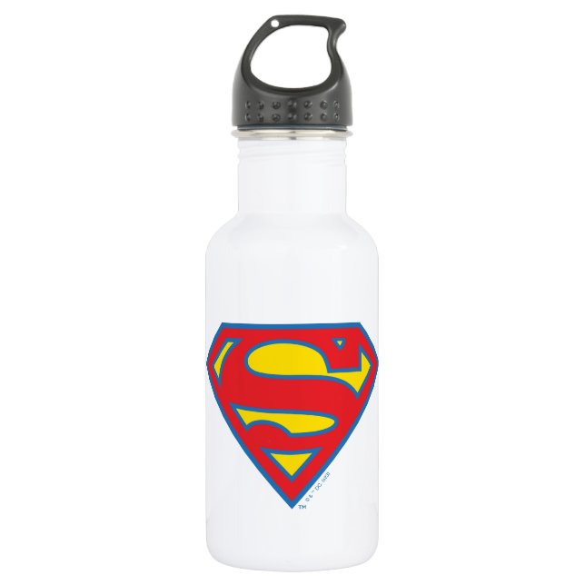 Classic Supergirl Logo with Blue Outline Stainless Steel Water Bottle (Front)