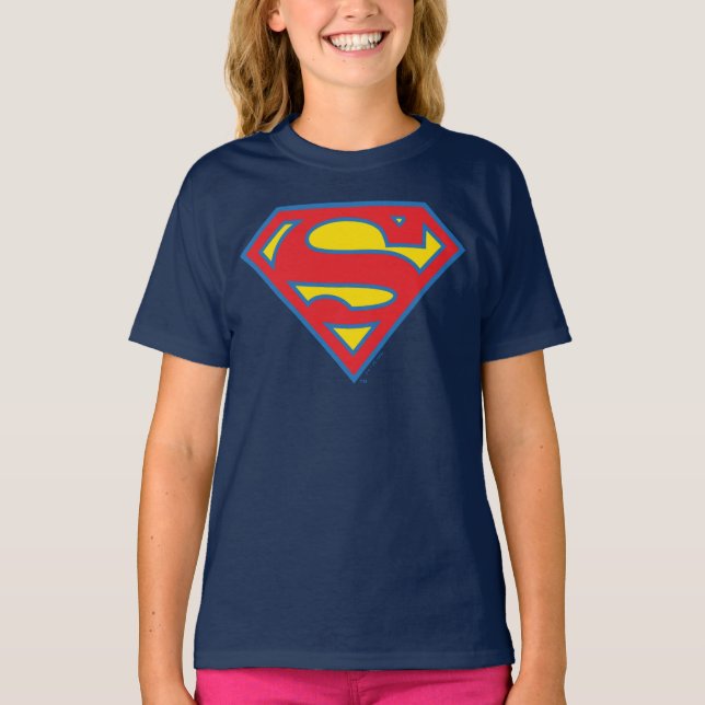 Classic Supergirl Logo with Blue Outline T-Shirt (Front)