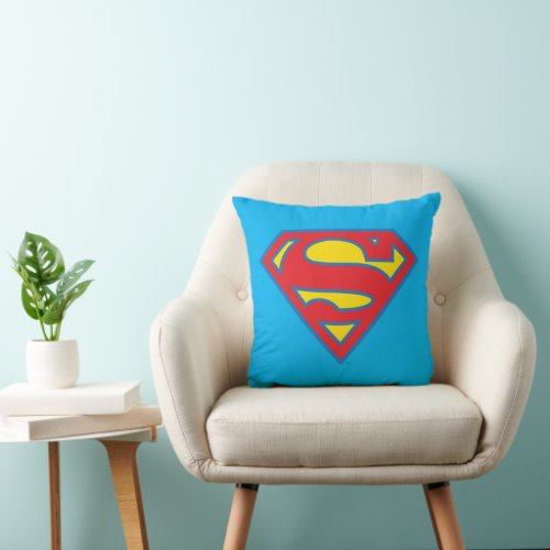 Classic Supergirl Logo with Blue Outline Throw Pillow