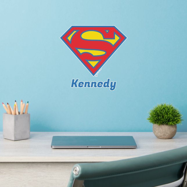 Classic Supergirl Logo with Blue Outline Wall Decal (Home Office 2)
