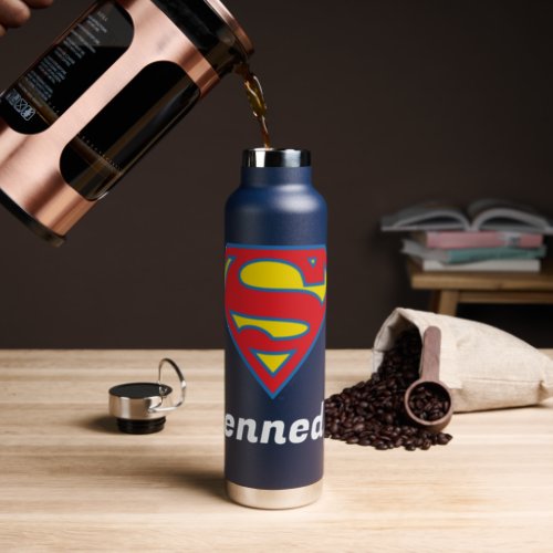 Classic Supergirl Logo with Blue Outline Water Bottle