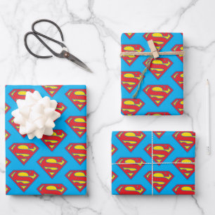 Classic Supergirl Logo with Blue Outline Wrapping Paper Sheets