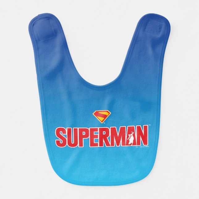 Classic Superman Bold Logo Baby Bib (Front)