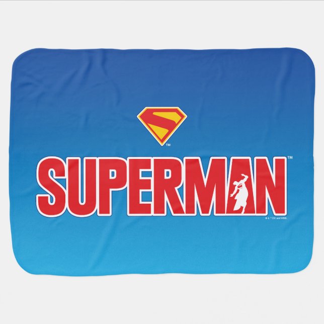 Classic Superman Bold Logo Baby Blanket (Horizontal)