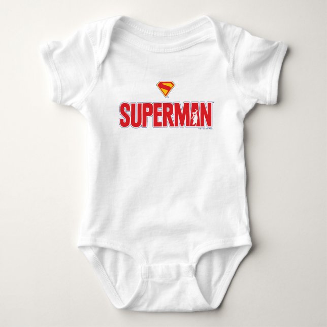 Classic Superman Bold Logo Baby Bodysuit (Front)