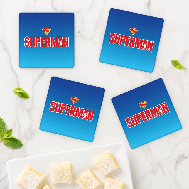 Classic Superman Bold Logo Coaster Set (In Situ)