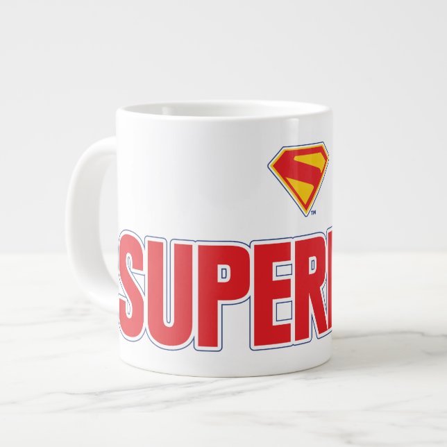 Classic Superman Bold Logo Giant Coffee Mug (Front Left)