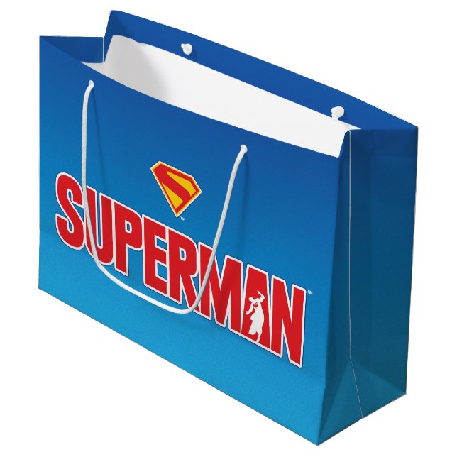 Classic Superman Bold Logo Large Gift Bag (Front Angled)