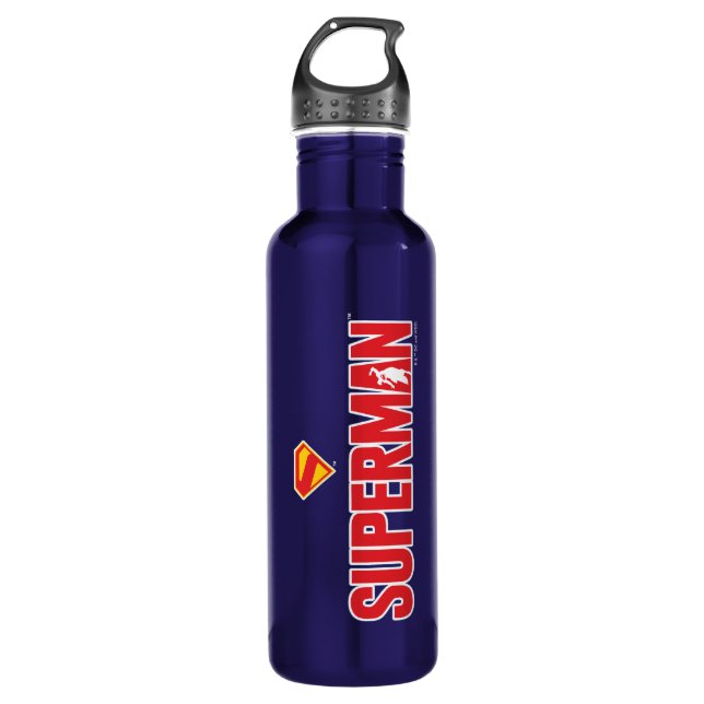 Classic Superman Bold Logo Stainless Steel Water Bottle (Front)